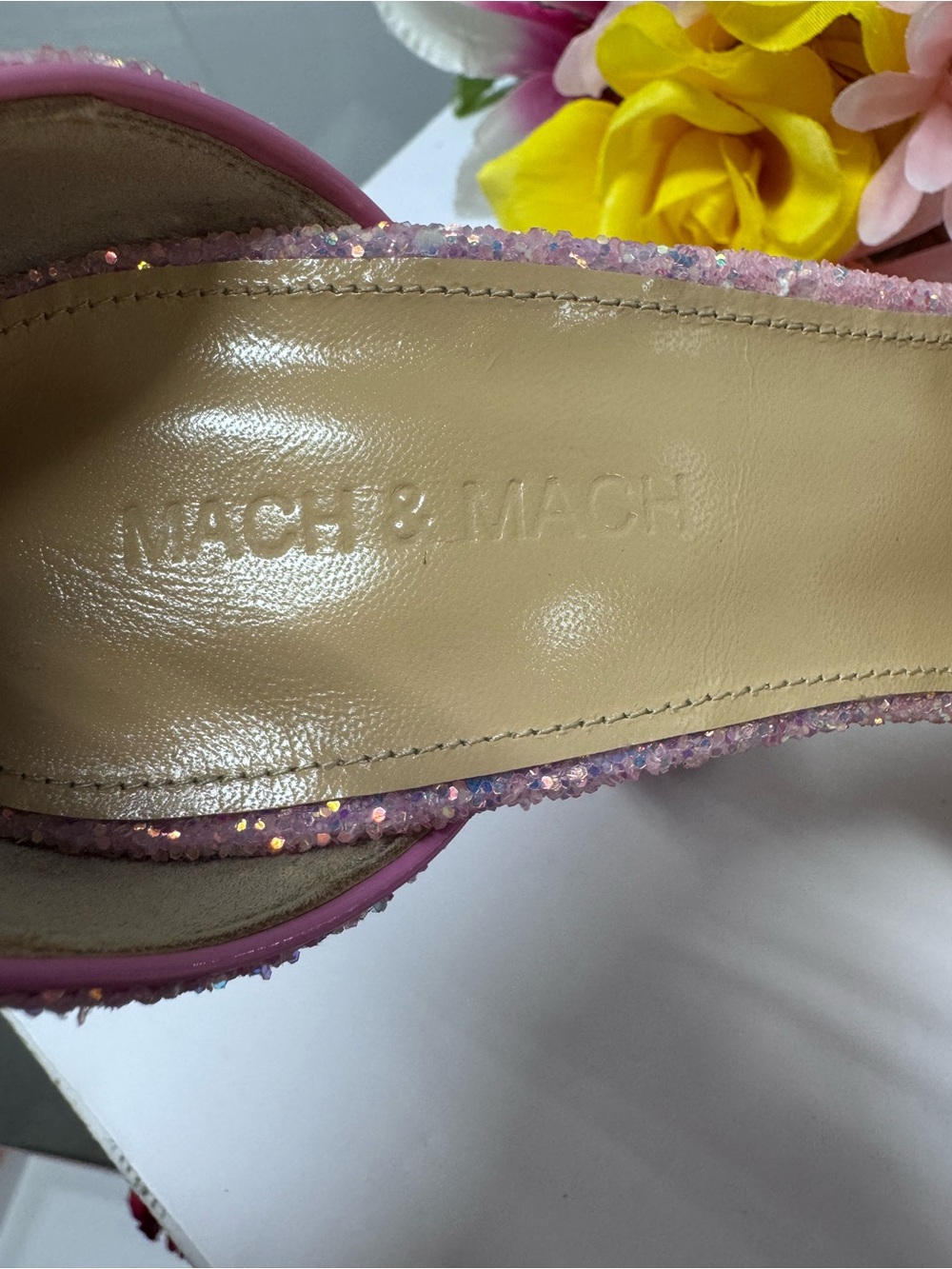 💖ONLY HERE $1400 MACH Y MACH GLITTER BOW HEELS PINK - Picture 9 of 15
